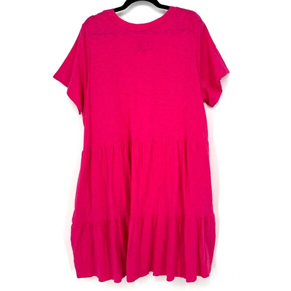 Gap Dress XXL Pink Mini Tiered Cotton Pockets Boho Cottage Boho Bohemian Flowy - Picture 3 of 7